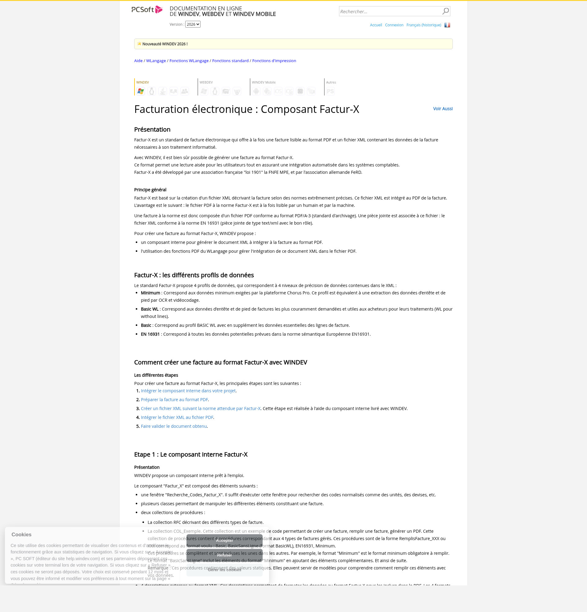 Page WINDEV - WLangage Factur-x